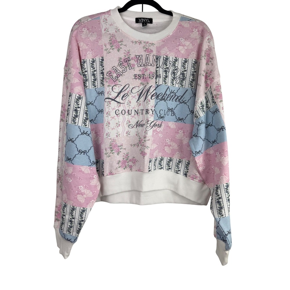 Vinyl Icons East Hampton Le Weekend Country Club‎ Patchwork Floral Sweatshirt S
